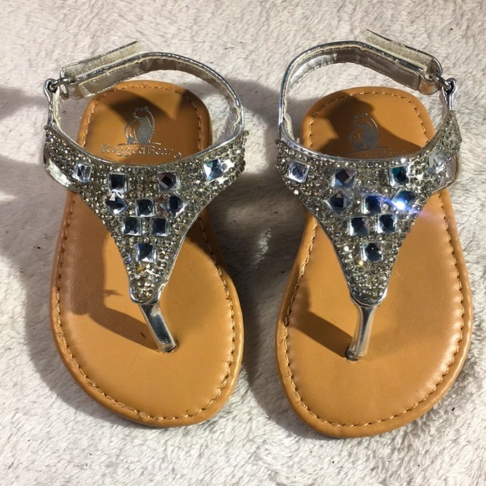 Rugged Bear 4T Girls Rhinestone Thong Sandals